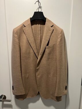 Suitsupply Camel/Tan Single-Breasted Wool Blazer